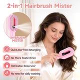The Mist Ritual Brush in use — fine mist detangling on real hair